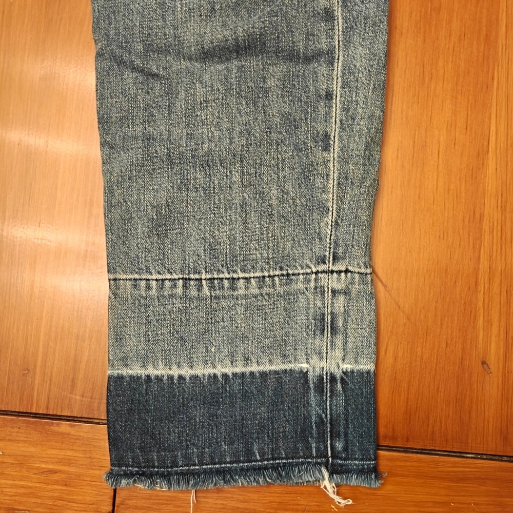 ALLSAINTS Straight Leg Boyfriend Jeans Blue Wash Distressed Cuffs Womens Size 26 - Picture 8 of 8